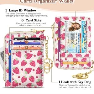 Strawberry Print Card Organizer Wallet